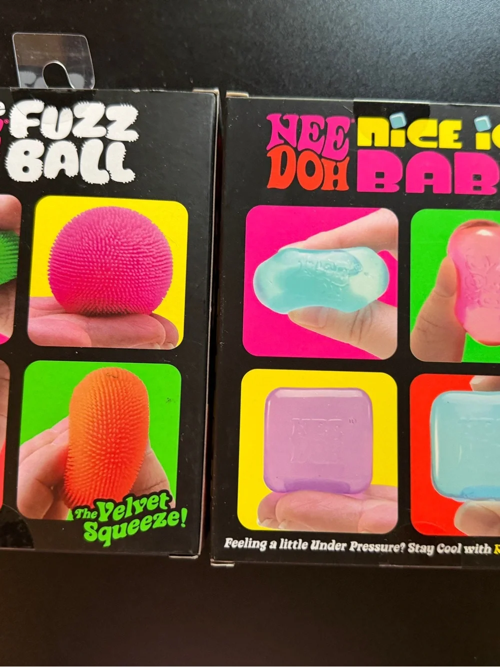 2 New NeeDoh 4pks teenie Fuzz Ball & Nice Ice Squishy Fidget Toy Orange Pink Lot